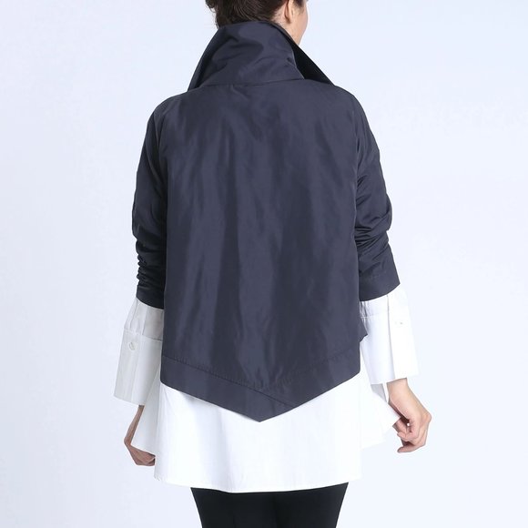 IC COLLECTION Layering Asymmetrical Crop Jacket XS Charcoal Grey 3/4 Sleeve NEW - Picture 5 of 7